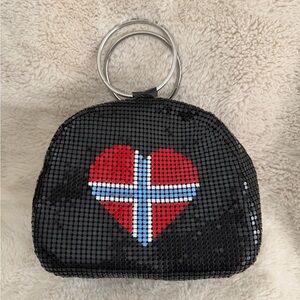 Black Sequin Heart Wristlet with Red, White & Blue Accent